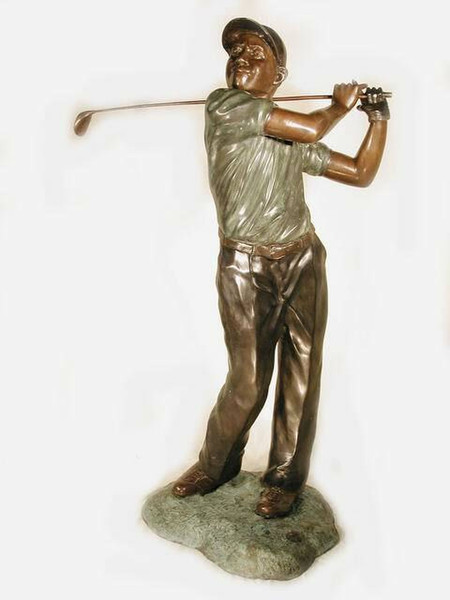 Golfer Male Life Size Bronze Sculpture Monument Statue Swing Golfing